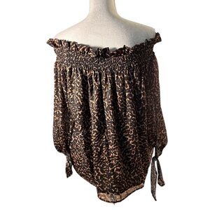 Beach Riot Animal Print Off the Shoulder Blouse